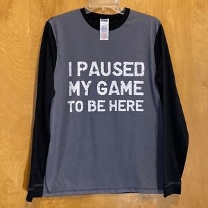 NWOT TEEN SIZE 15/16 BLACK & GREY GAMER LONG SLEEVE~UNISEX